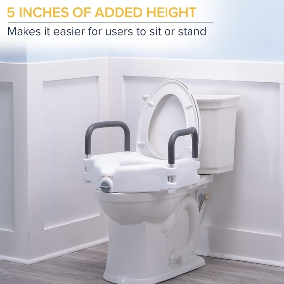 Drive Medical Elevated Raised Toilet Seat with Removable Padded Arms. Brand New - Picture 3 of 5